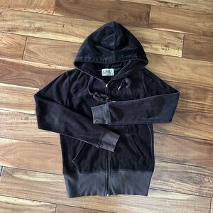 Juicy Couture Velour Zip Hoodie Brown Y2K McBling J Zipper Size M